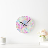 Horloge Ronde Aquarelle Pastel Rainbow Tie Dye (Maison)