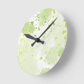 Horloge Ronde Aquarelle Plaques Vert et Sage (Angle)