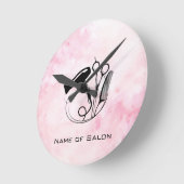 Horloge Ronde Aquarelle rose Salon de beauté (Angle)