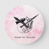 Horloge Ronde Aquarelle rose Salon de beauté (Recto)