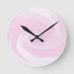 Horloge Ronde Aquarelle spirale rose pointes