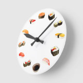 Horloge Ronde Aquarelle Sushi Rolls (Angle)