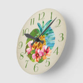 Horloge Ronde Aquarelle tropicale de Stilllife d'ananas (Angle)
