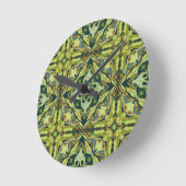 Horloge Ronde Aquarelle Vert Azulejo Carrelage espagnol (Angle)