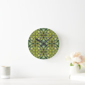 Horloge Ronde Aquarelle Vert Azulejo Carrelage espagnol (Maison)
