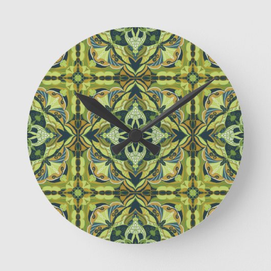 Horloge Ronde Aquarelle Vert Azulejo Carrelage espagnol (Recto)