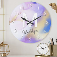Aquarelle violet Abstrait Girly Luxury Monogramme