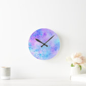 Horloge Ronde Aquarelle violette et turquoise (Maison)