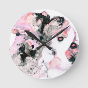 Horloge Ronde Aquarelle vive abstraite