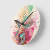 Horloge Ronde aquarelles cool tonalités à clef triples notes de  (Angle)