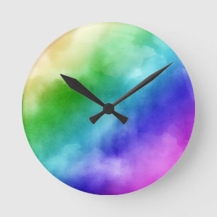 Horloge Ronde Aquarelles Rainbow