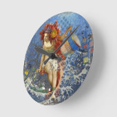 Horloge Ronde Aquarius Mermaid Bleu gothique (Angle)