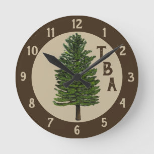 Horloge Ronde Arbre à pin Cup murale
