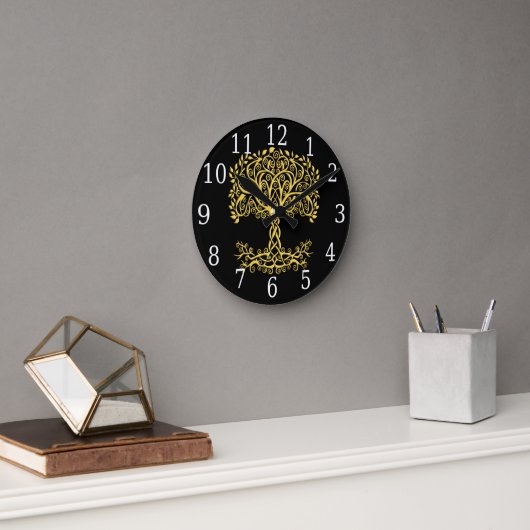 Horloge Ronde Arbre Celtique Jaune (Bureau)