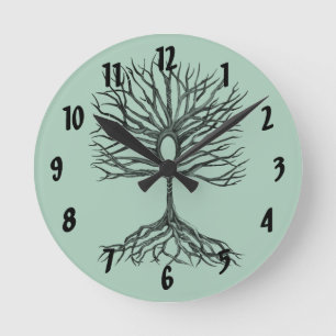 Horloge Ronde Arbre d'Ankh de la vie