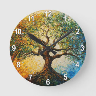 Horloge Ronde Arbre de connaissances - Peinture à l'huile