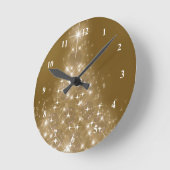 Horloge Ronde Arbre de Noël Élégant or éclairé (Angle)