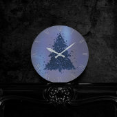 Horloge Ronde Arbre de Noël Moody | Classy Navy Blue Splatter