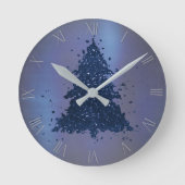 Horloge Ronde Arbre de Noël Moody | Classy Navy Blue Splatter (Recto)