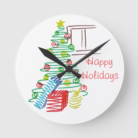 Horloge Ronde Arbre de vacances (Recto)