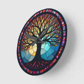 Horloge Ronde Arbre de vie en verre tendu (Angle)