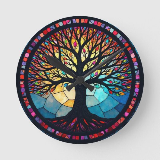 Horloge Ronde Arbre de vie en verre tendu (Recto)