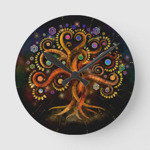 Horloge Ronde Arbre de vie - Yggdrasil - Arc en ciel