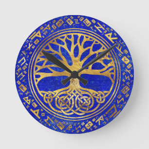 Horloge Ronde Arbre de vie - Yggdrasil - Lapis Lazuli