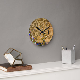 Horloge Ronde Arbre doré de la vie Art déco Symbole