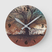 Horloge Ronde Arbre peinture Abstraite paysage art (Recto)