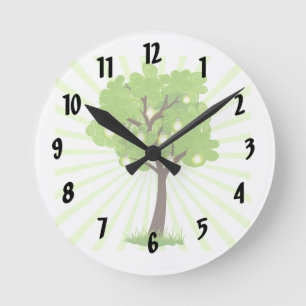 Horloge Ronde arbre tourbillonnant avec des rayons derrière la