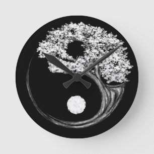 Horloge Ronde Arbre Yin Yang