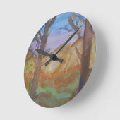 Horloge Ronde Arbres au coucher du soleil (Angle)