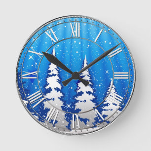 Horloge Ronde Arbres de Noël