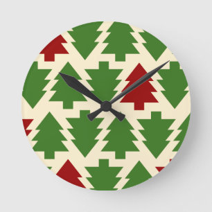 Horloge Ronde Arbres de Noël Motif de vacances