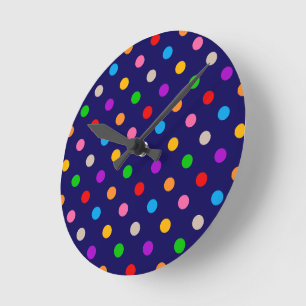 Horloge Ronde Arc-en-ciel Coloré à Points Bleus