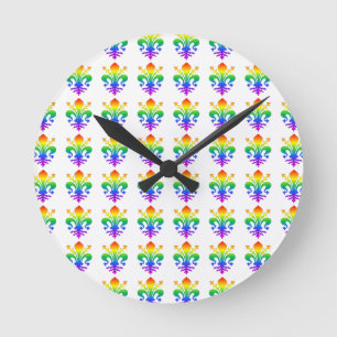 Horloge Ronde Arc-en-ciel Fleur-De-lis