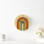 Horloge Ronde Arc-en-ciel Super en couche muet<br><div class="desc">Design arc-en-ciel rétro. Couches arc-en-ciel aux couleurs muettes,  orange,  rouge et vert. Cadeaux arc-en-ciel rétro super,  décoration intérieure.</div>