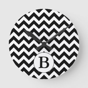 Horloge Ronde Architecture de Custom monogrammed Large Black Che