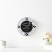 Horloge Ronde Argent brillant Floral Damask (Maison)