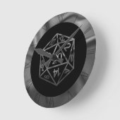 Horloge Ronde Argent D20 Crit | Jeu de rôle de tableau PNP (Angle)