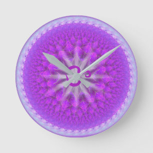 Horloge Ronde Argent élégant et temps pourpre de chakra de