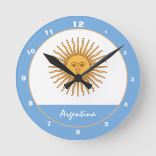 Horloge Ronde Argentine patriotique Drapeau & Argentine Accueil
