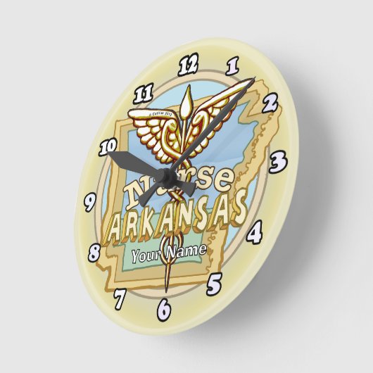 Horloge Ronde Arkansas Nurse Caduceus (Angle)