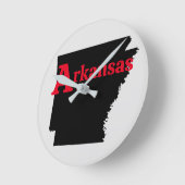 Horloge Ronde Arkansas Texte rouge (Angle)