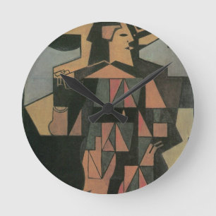 Horloge Ronde Arlequin par Juan Gris, Art Cubiste Vintage