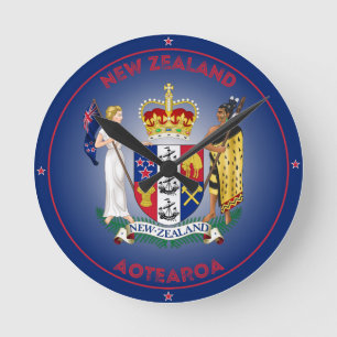 Horloge Ronde Armoiries de Nouvelle-Zélande de forme circulaire