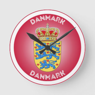Horloge Ronde Armoiries du Danemark de forme circulaire