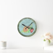 Horloge Ronde Arrêter et sentir l'escargot des fraises (Maison)