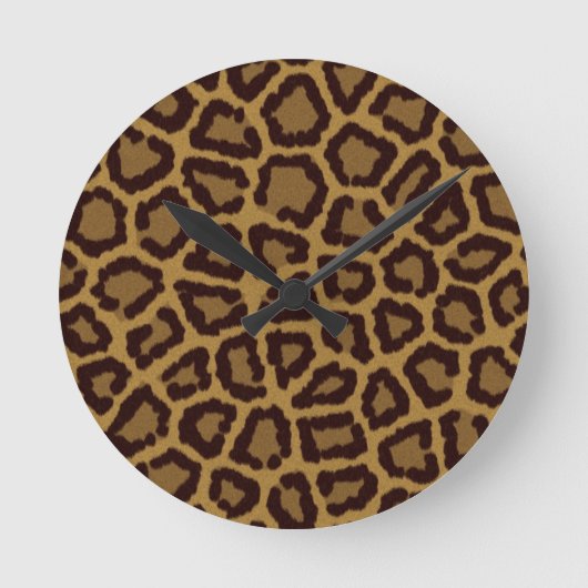 Horloge Ronde Arrière - plan en carreaux avec fourrure de léopar (Recto)